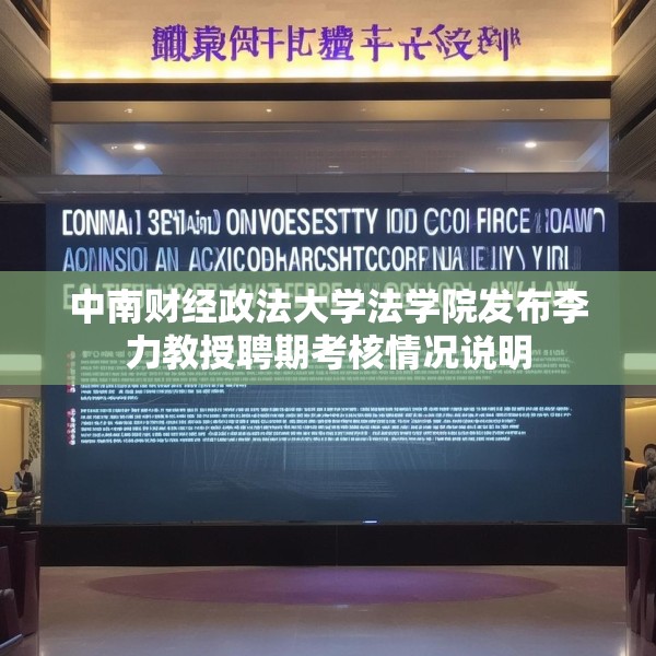 中南财经政法大学法学院发布李力教授聘期考核情况说明