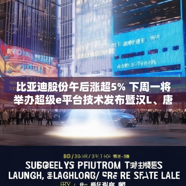 比亚迪股份午后涨超5% 下周一将举办超级e平台技术发布暨汉L、唐L预售发布会