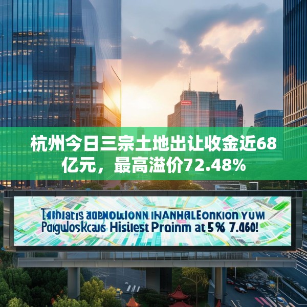 杭州今日三宗土地出让收金近68亿元，最高溢价72.48%