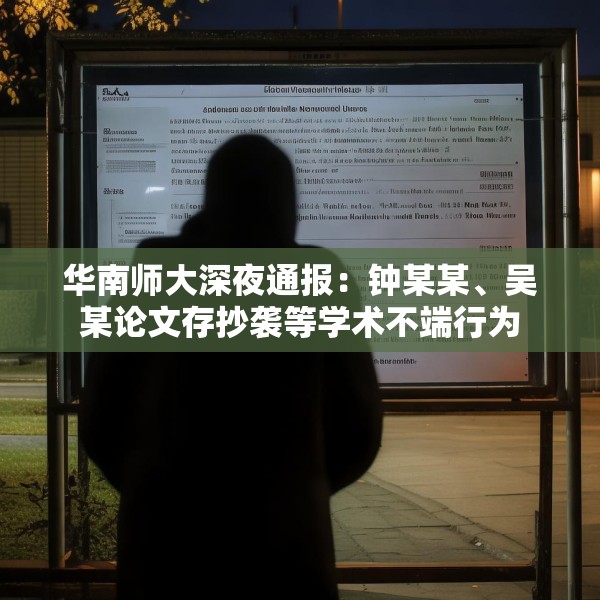 华南师大深夜通报：钟某某、吴某论文存抄袭等学术不端行为