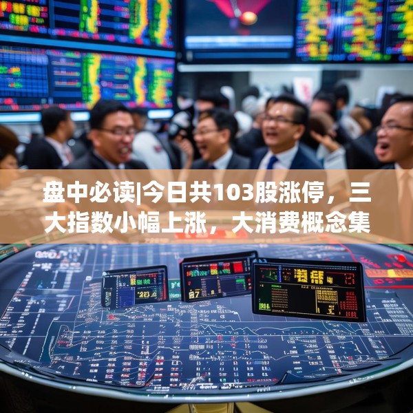 盘中必读|今日共103股涨停，三大指数小幅上涨，大消费概念集体爆发
