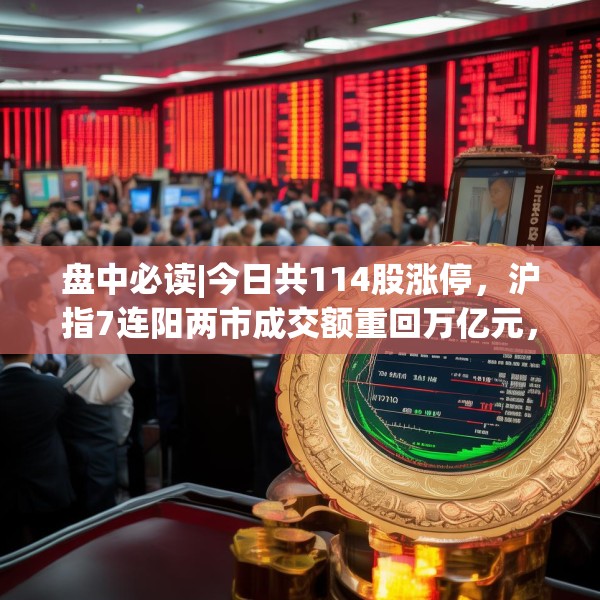 盘中必读|今日共114股涨停，沪指7连阳两市成交额重回万亿元，黄金、跨境贸易概念大涨