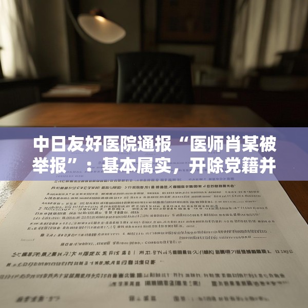 中日友好医院通报“医师肖某被举报”：基本属实，开除党籍并解聘