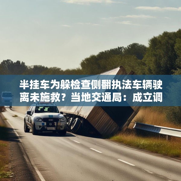 半挂车为躲检查侧翻执法车辆驶离未施救？当地交通局：成立调查组