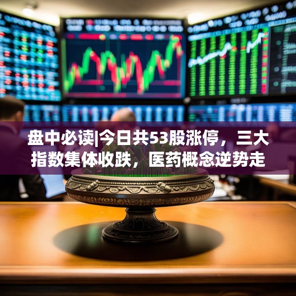 盘中必读|今日共53股涨停，三大指数集体收跌，医药概念逆势走高