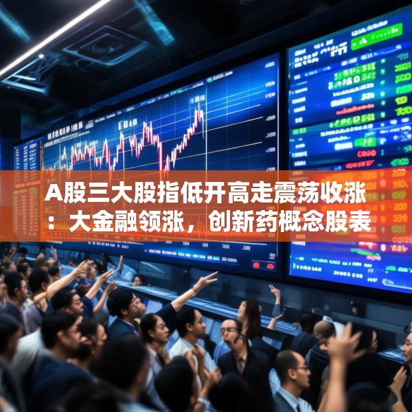 A股三大股指低开高走震荡收涨：大金融领涨，创新药概念股表现活跃