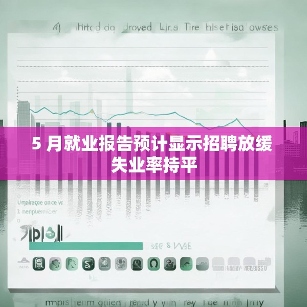 5 月就业报告预计显示招聘放缓 失业率持平