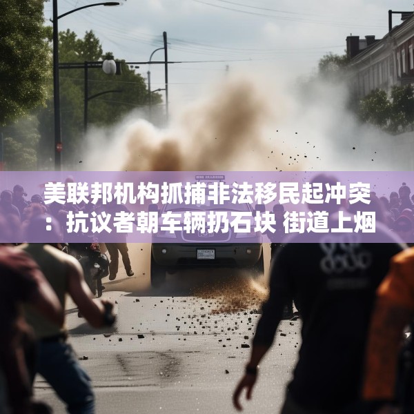 美联邦机构抓捕非法移民起冲突：抗议者朝车辆扔石块 街道上烟雾弥漫
