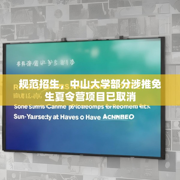 规范招生，中山大学部分涉推免生夏令营项目已取消